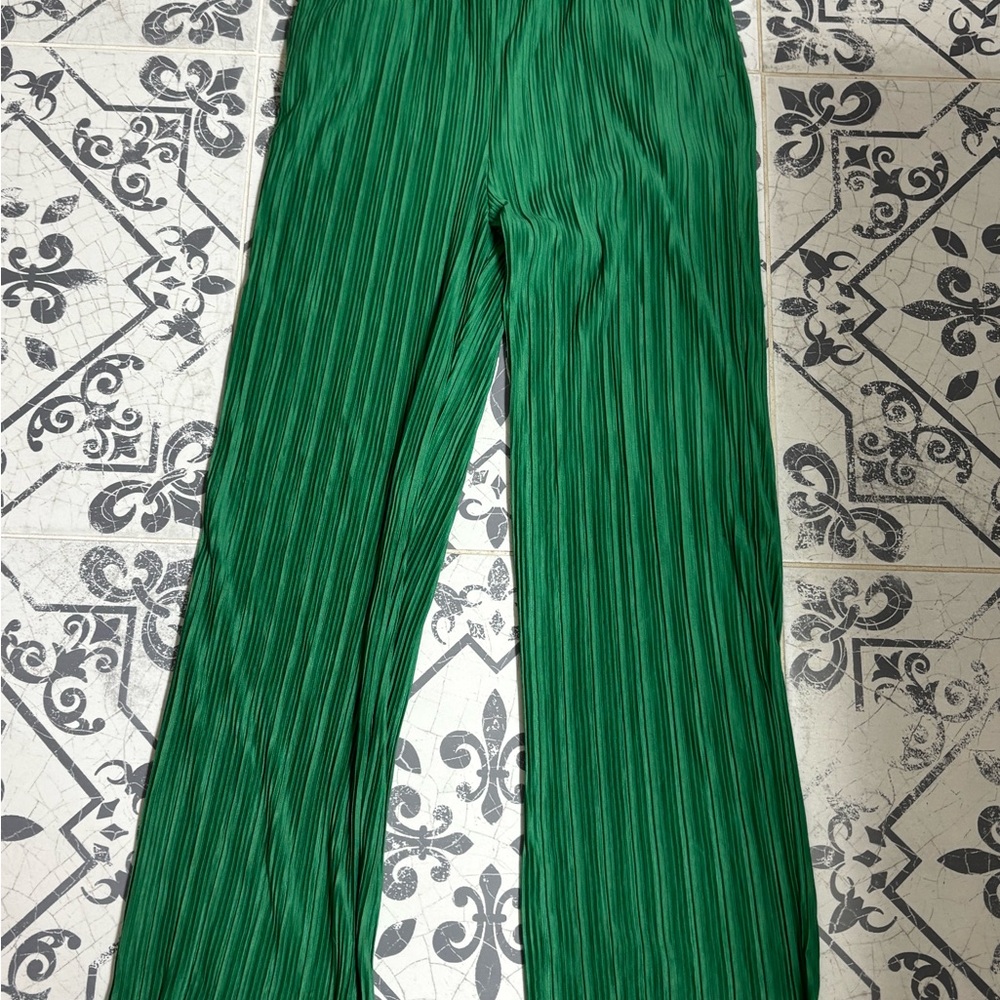 Green Pleated Pants